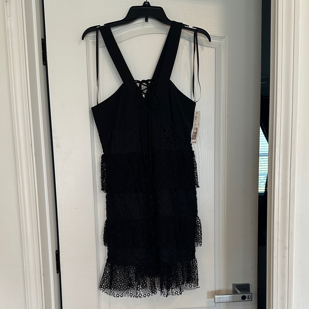 Gianni Bini Black Lace Tiered Mini Dress